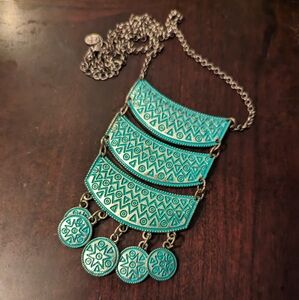 Turquoise/ Green Statement Boho Necklace